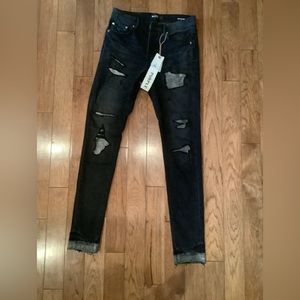 Purple Brand P001 black vintage holographic repair jeans